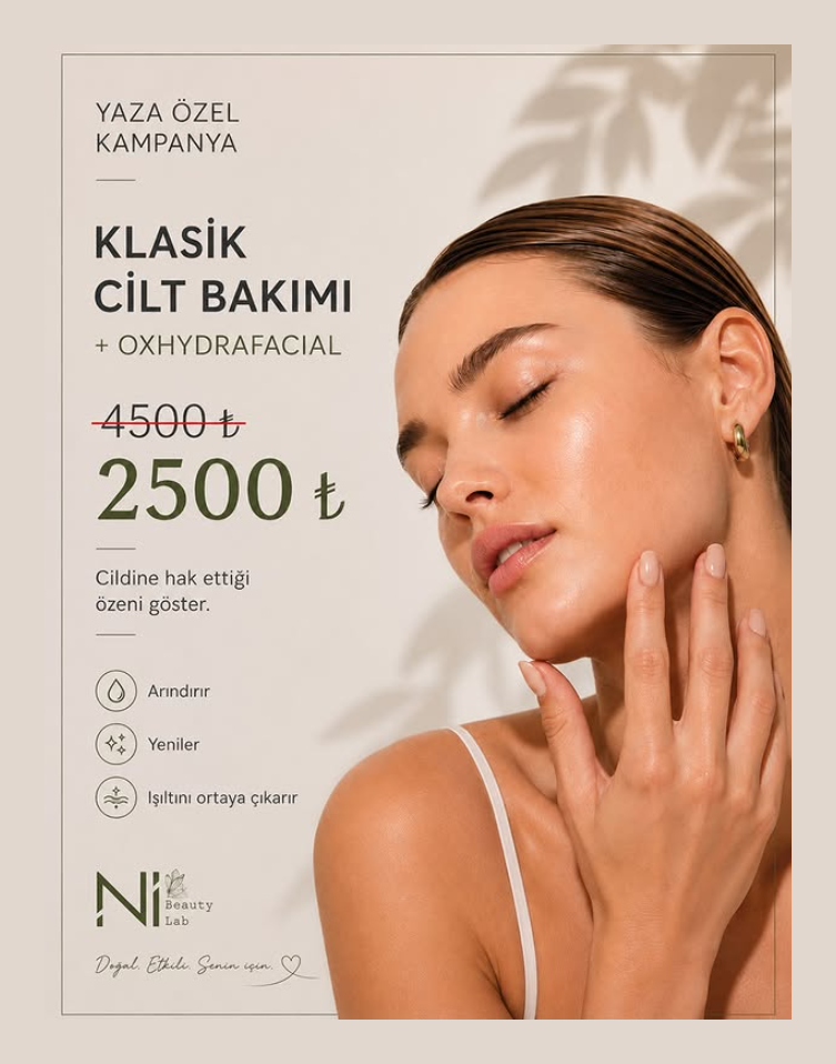 Yaza özel kampanya: Klasik Cilt Bakımı + OxyHydrafacial